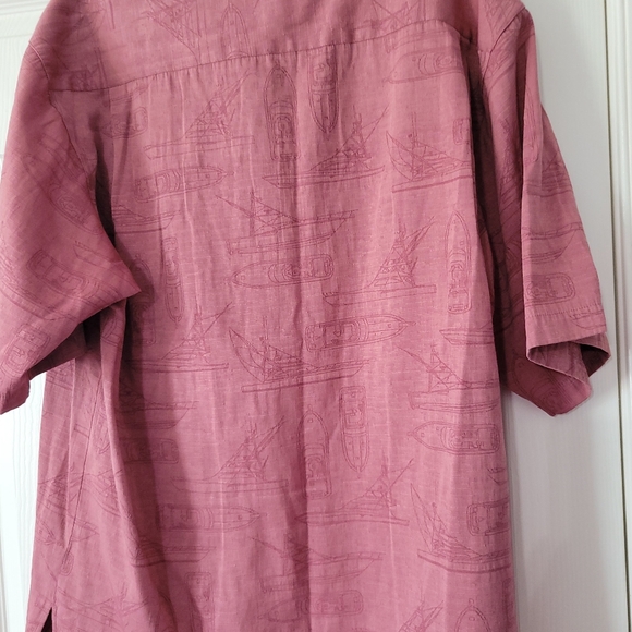 AFTCO shirt Mens Blue Water Light Red Boat Print Button Fishing Shirt XXL Casual - Picture 5 of 5